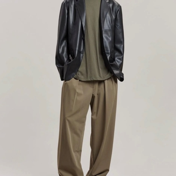 The Frankie Shop Olympia Unisex Black Faux leather Oversize blazer jacket Sz M/L - Picture 10 of 10